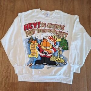 Vtg Garfield PAWS 1994 Sweatshirt XL Pullover Christmas Don't Forget Present USA